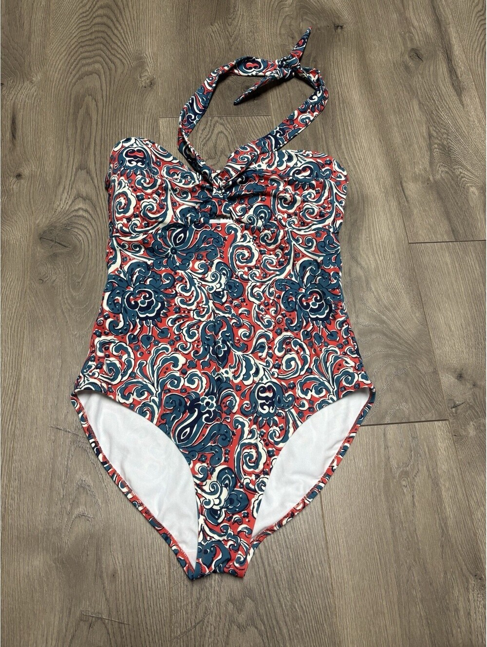 Biden Red Blue Halter One Piece Swimsuit Padded US 12